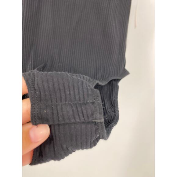 Emerette Womens Black Ribbed Spaghetti Strap Bodysuit NEW Size XL - Picture 8 of 10